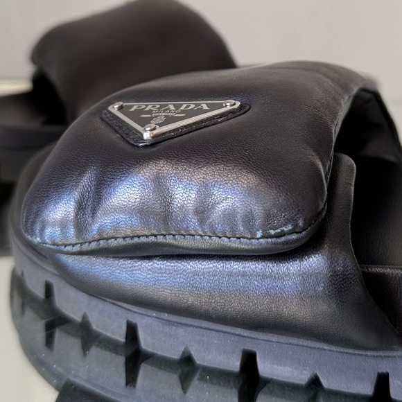 EUC Prada Soft Padded Nappa Leather Slides $1,020 36.5 - Picture 8 of 14
